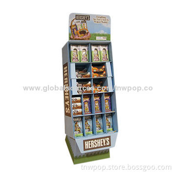 Corrugated POP floor display, suitable for food, customized sizes and designs, supermarket shelvesNew